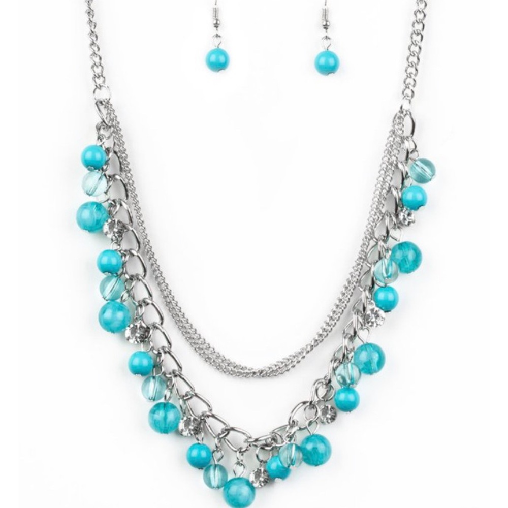 Blue and sliver necklace.
